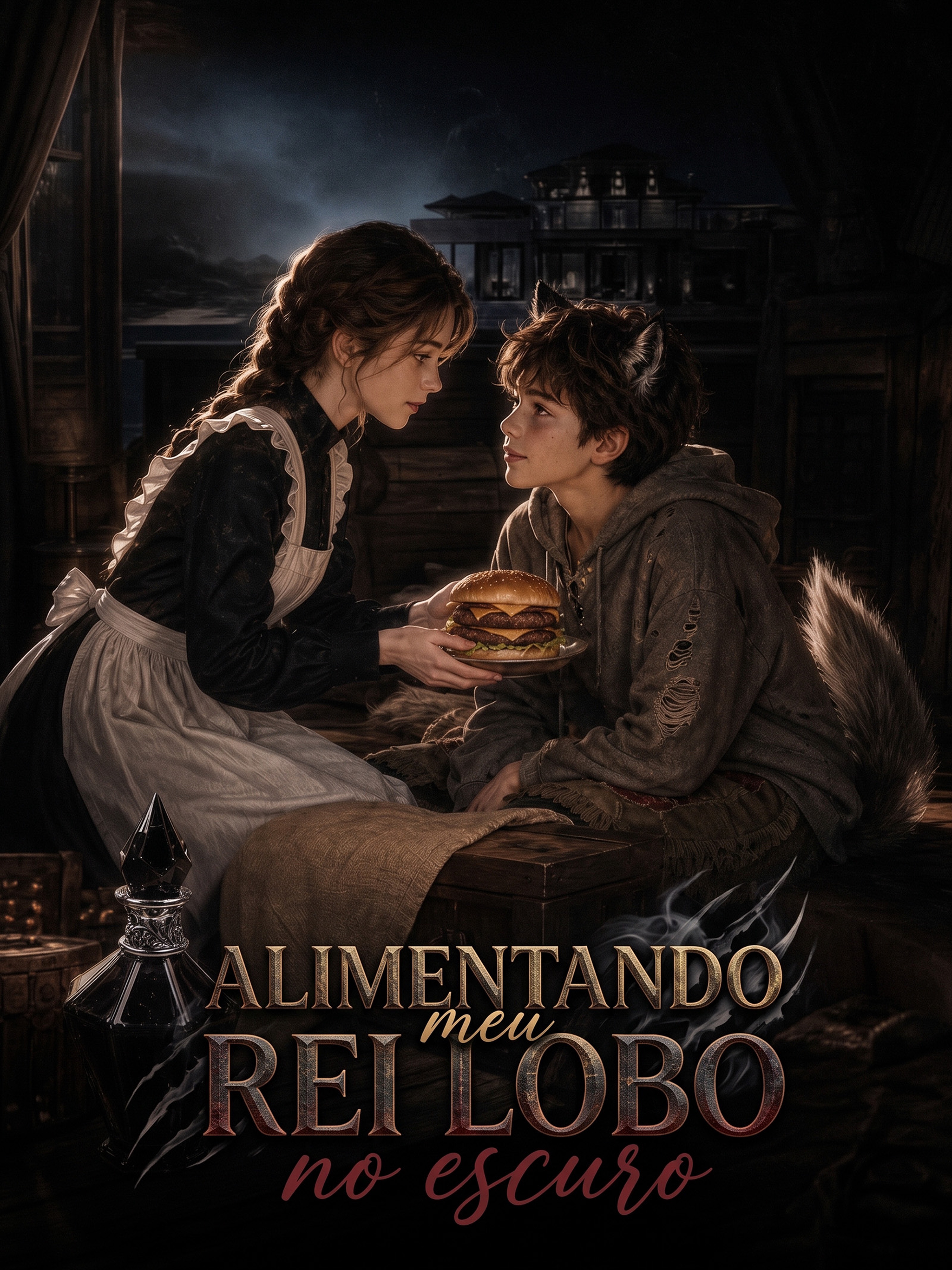 Alimentando meu Rei Lobo no escuro
